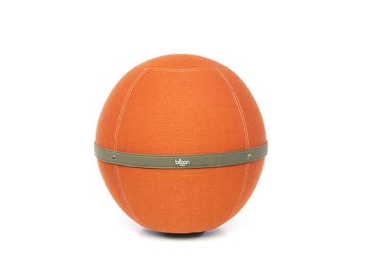 Bloon Sitzball für Büro, ergonomisch, gegen Rückenschmerzen, rutschfest, schmutzabweisend & sehr strapazierfähig, handgefertigt in Portugal, Farbe Mandarine, 55 cm