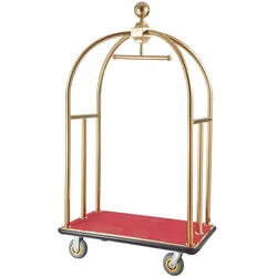 VEVOR Hotelgepäckwagen, 500 kg Tragkraft, Edelstahl-Pagenwagen mit gebogenen Pfosten, Parkservice-Wagen mit rotem Teppichboden & 15 cm Gummirädern, ideal für Hotels, Eigentumswohnungen, Resorts
