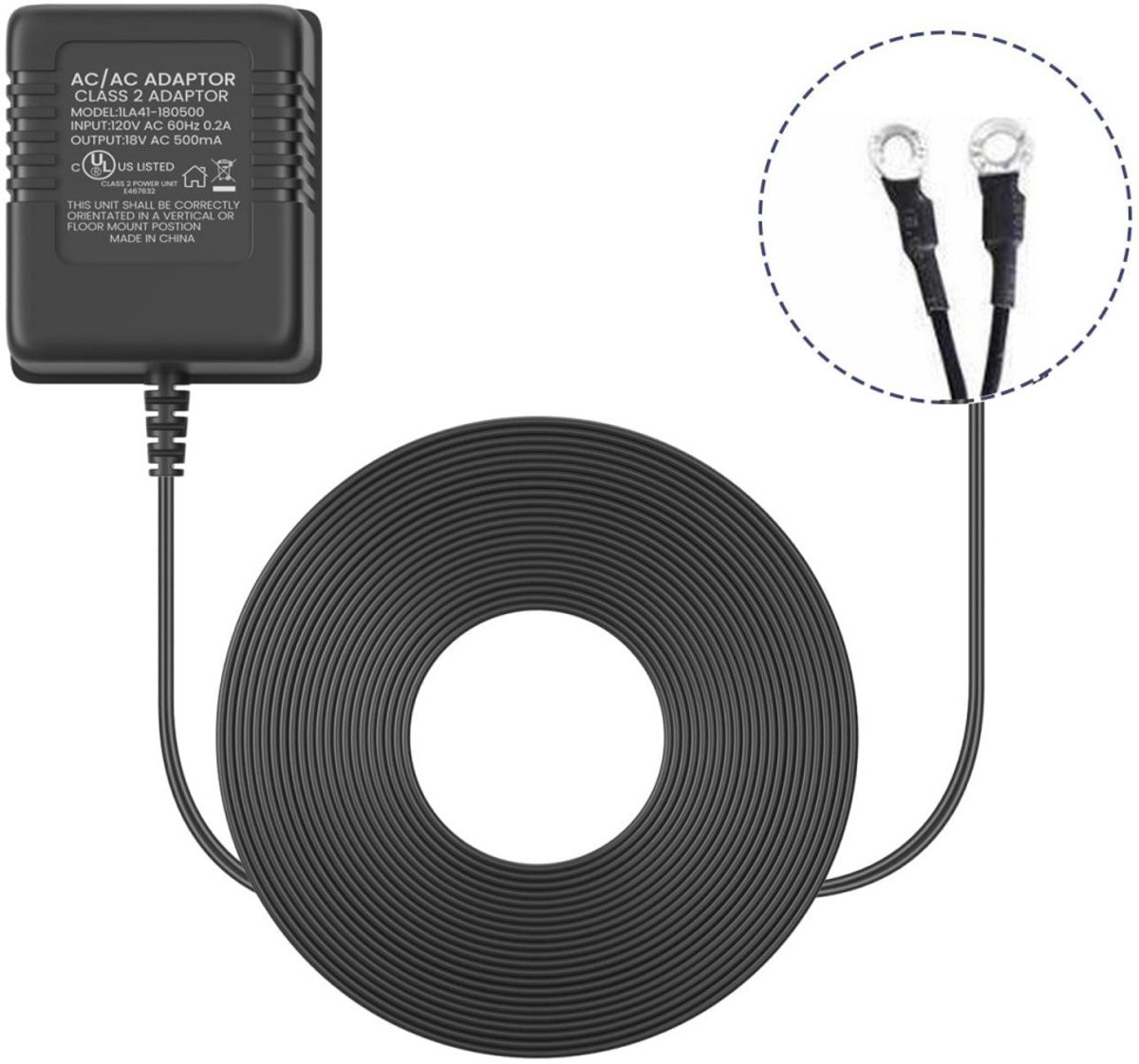 Universele video deurbel adapter 230V-18V met 5 meter kabel, geschikt voor Eufy en Ring, zwart
