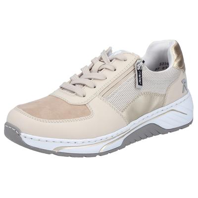 Sneaker RIEKER, Damen, Gr. 42, Textil, beige, Lederimitat, Schuhe Sneaker, Schnürschuh, Halbschuh, Freizeitsneaker mit Reißverschluss