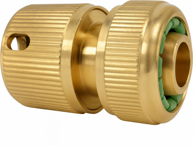 AquaCraft Schlauchanschlussstück 1001000020 mit Wasserstop, 1/2", messing