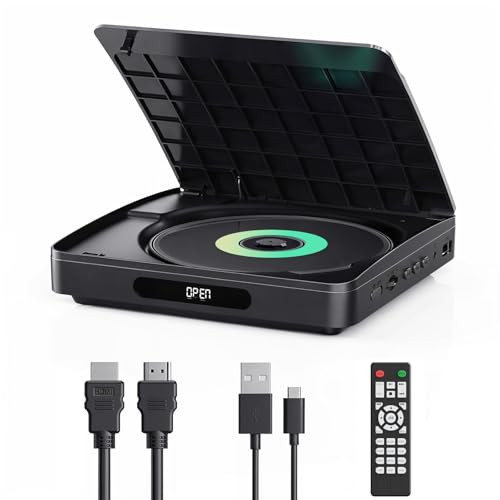 YOTON Mini DVD-speler voor TV met HDMI-kabel – HD-upscaling, regiovrij en compatibel met diverse discformaten (geen Blu-ray)