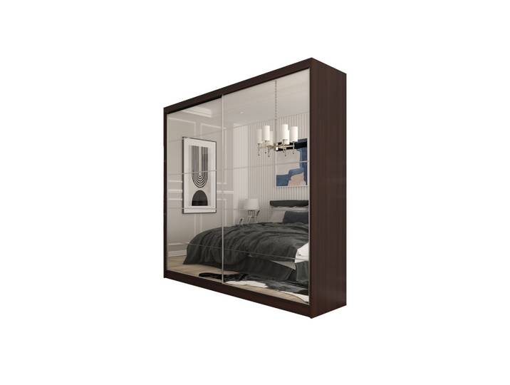 SCHWEBETÜRENSCHRANK FIORELLA 200/216/61 cm 2-türig mit Spiegel Wengefarben