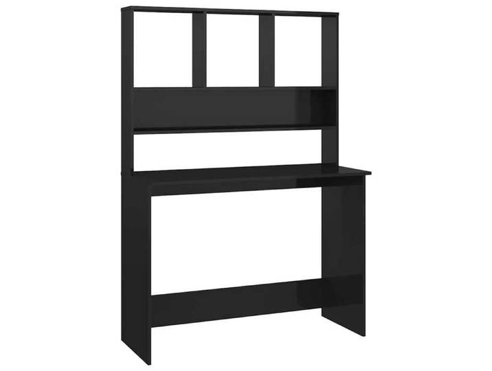 EASYLIFE Bureau avec étagères Noir brillant 110x45x157 cm Aggloméré VIDAXL Cadre stable LL8943
