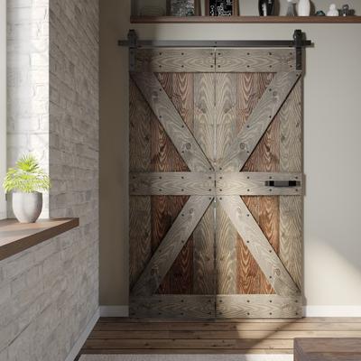 Coast Sequoia Inc Coast Sequoia 30in./36in./48in. x 80in. Embossing Pine Wood Bi-Fold Barn Door With Sliding Hardware Kit