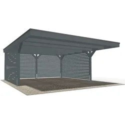 Leimholz Carport für zwei Autos in Anthrazit