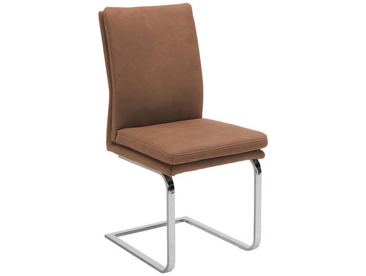 Novel Schwingstuhl, Chrom, Hellbraun, Metall, Uni, U-Form, 47x100x64 cm, Lederauswahl, Stoffauswahl, Esszimmer, Stühle, Esszimmerstühle, Schwingstühle