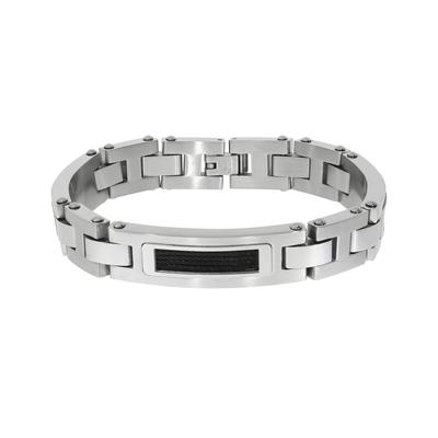 Armband ZEEME "Edelstahl matt glanz zweifarbig mit schwarzem Stahlseil", schwarz, Armbänder, Damen, 22cm, Edelstahl, glänzend, Armband