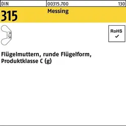 Flügelmutter DIN 315 runde Form M 20 Messing 10 Stück