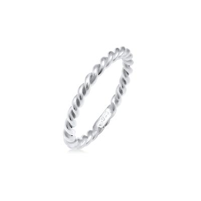 Fingerring NENALINA "Gedreht Kordel Spirale Basic Schlicht 925 Silber" Gr. 54, silber, Fingerringe, Damen, 54mm, ohne Stein, Silber 925 (Sterlingsilber), 2mm, Fingerring