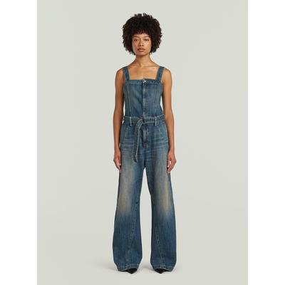 Jumpsuit G-STAR "Bustier 3D Jumpsuit", Damen, Gr. M, Normalgrößen, blau (antique blauschist), Obermaterial: 100% Baumwolle, Overalls Jumpsuit