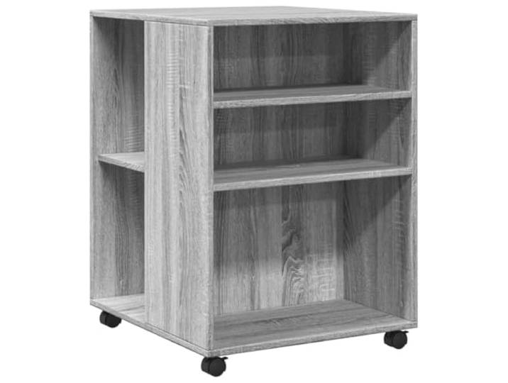 TUERYAFEK Beistelltisch mit Rollen Grau Sonoma 55x60x78 cm Zwei Ablagen, 4 Schwenkrollen mit 2 Bremsen, Pflegeleicht, Robust, Vielseitig für Wohnzimmer