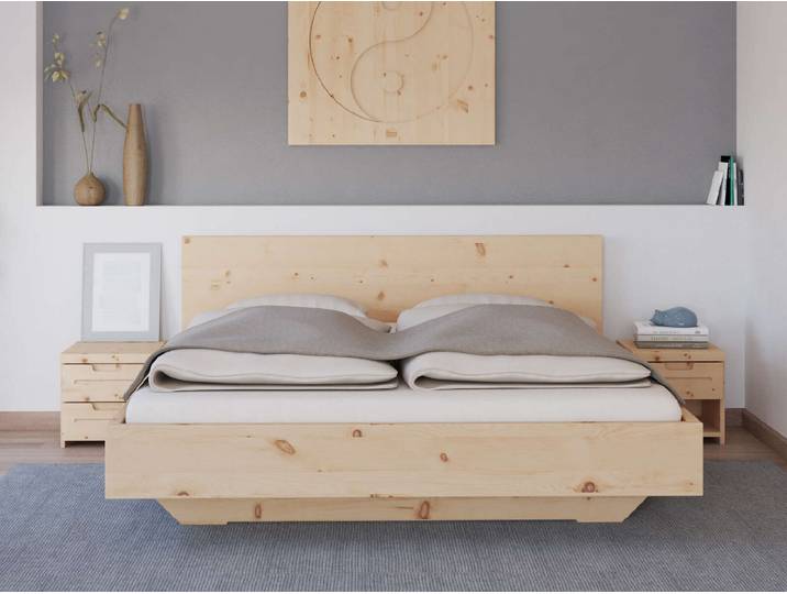 Zirbenbett „Lukas“ 140 x 200 cm Massivholz Zirbe