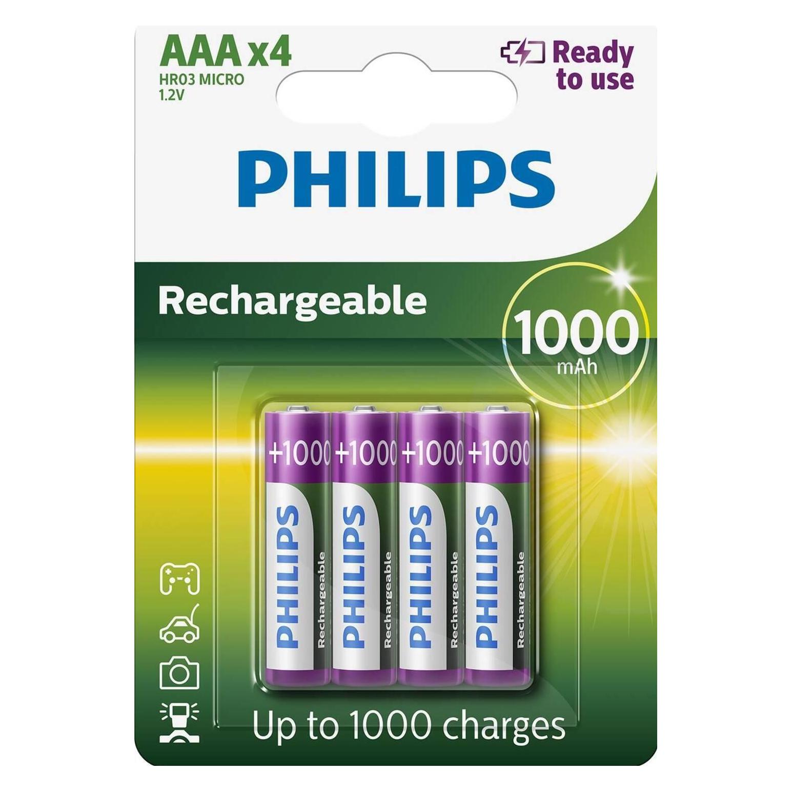 Philips Rechargeable LR03 (AAA) (4 Stk., AAA, 1000 mAh) (R03B4RTU10)