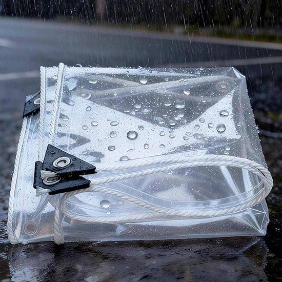 Transparant PVC Zeil - Waterdicht Dekzeil voor Buitenbescherming - 0,35 mm dik - Met Ingestanste Ringen