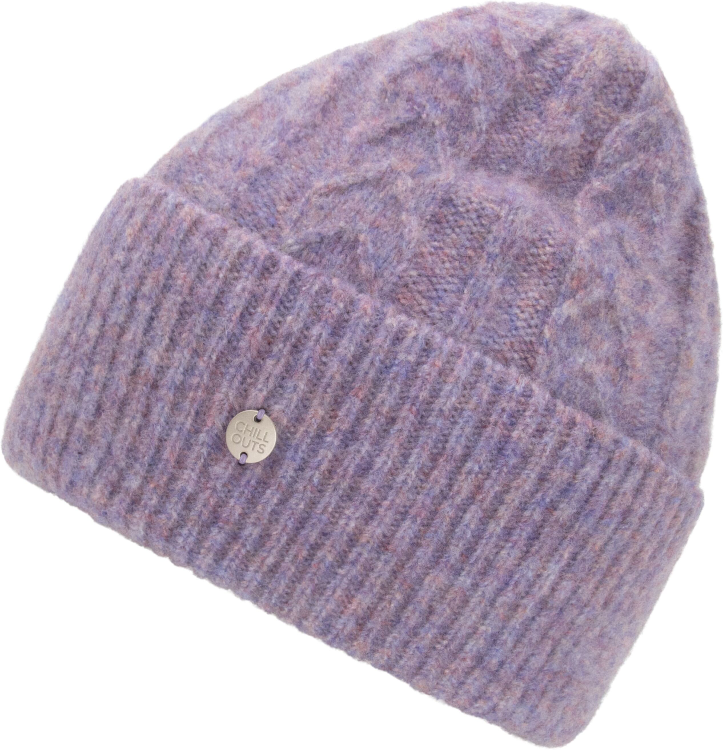 Beanie CHILLOUTS "Zola Hat", lila, Strick, Obermaterial: 70% Polyester, 15% Polyamid, 10% Wolle, 5% Elasthan, Mützen Beanie, Schicke Beanie mit flauschigem Griff und komfortabler Passform lila Einheitsgröße