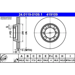 Bremsscheibe ATE 24.0119-0109.1 (2 Stk.) für Hyundai Accent I Pony Excel
