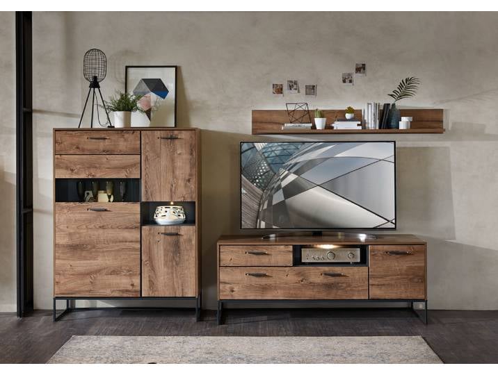 Wohn-Concept Manhattan TV-/Wohnwand Holzwerkstoff/Metall