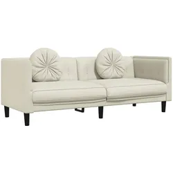 vidaXL Sofa mit Kissen 3-Sitzer Creme Samt