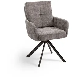 2er-Set [de]sign & more Stuhl Aversa Stoff Grau