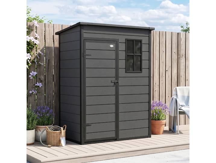 Outsunny Abri Jardin 1,14m² Porte Verrouillable Fenêtre Gris Foncé