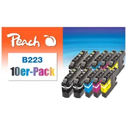 Peach 10er-Pack Tintenpatronen, XL-Füllung, kompatibel zu Brother LC-223VALBP