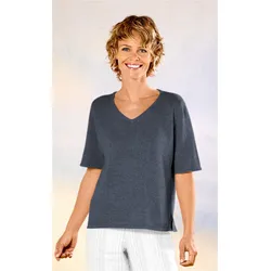 Leinen-Mix-Pullover in blaugrau in Größe 40/42 von DW-Shop, Blaugrau, 40/42