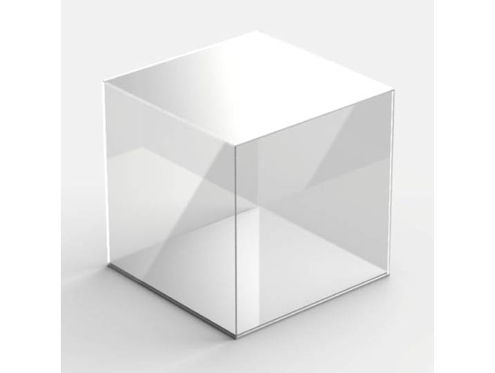 Hansen Vitrine Acryl quadratisch, 30x30x30 mm, mit weißem Boden Schaukasten, Objektvitrine, Showcase für Sammlerstücke, Exponate, Modellbau, Kunstwerke, Ausstellugnen
