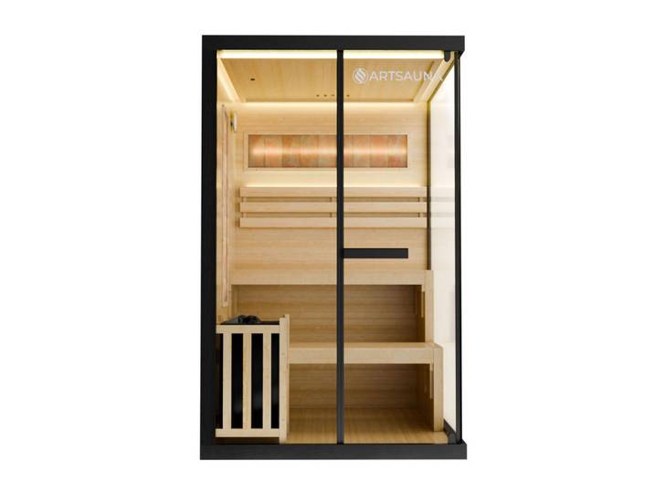 Artsauna Sauna Vantaa 120 x 120 cm mit 3,5 kW Saunaofen, Schwarz, Holz, 120x200x120 cm, Freizeit & Co, Wellness & Gesundheit, Sauna