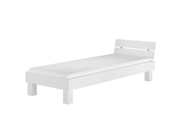 Lit simple moderne en hêtre massif blanc 90x200 y compris literie 60.86-09WM