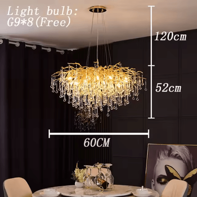Inspire Picks Nordic Gold K9 Crystal Chandelier Modern Luxury LED Ceiling Light dia60cm pendant gold Body warm White