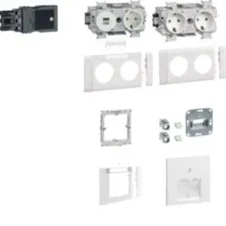 Hager GAPSET1 SET 1 Arbeitsplatz mit 3 Std+USB-Charger 15W 2xRJ45 Cat.6A Frontrastend vw