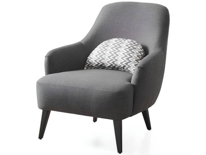 JVmoebel Ohrensessel Grauer Sessel aus Polyester mit Holzfüßen und einladender Polsterung (Packung, 1-St., Sessel), Made in Europa