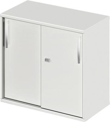 Schäfer Shop Select Ansatz-/Aufsatz-Schiebetürenschrank LOGIN, 2 Ordnerhöhen, B 800 x T 420 x H 726 mm, lichtgrau/lichtgrau