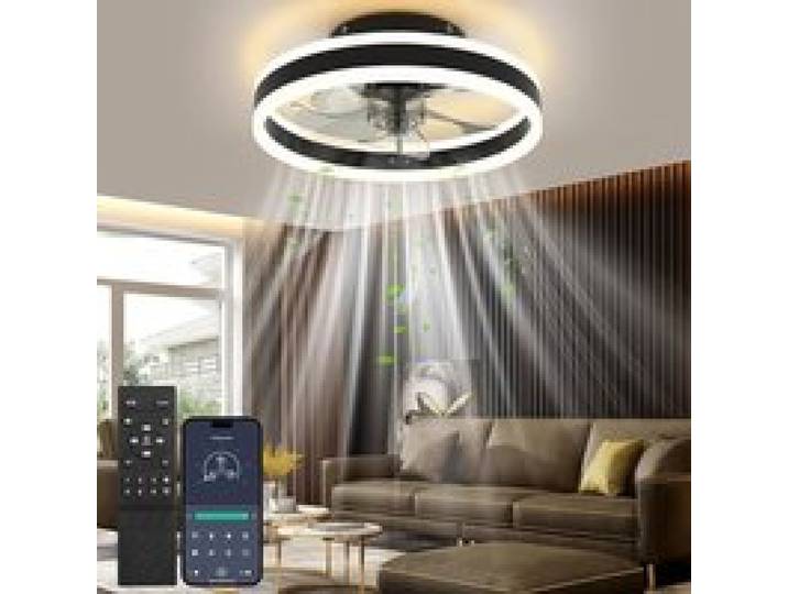Nalezuns Ceiling Fan 40 cm Ceiling Fan with Silent Light 6 Speed Dimmable 3 Colours for All Seasons