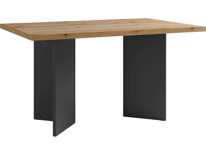 Esstisch BYLIVING Marten , schwarz (anthrazit, evoke eiche), B:140cm H:75,5cm T:90cm, Tische, Esstisch, moderner Wangentisch in Eiche Nachbildung, 140 und 160 cm