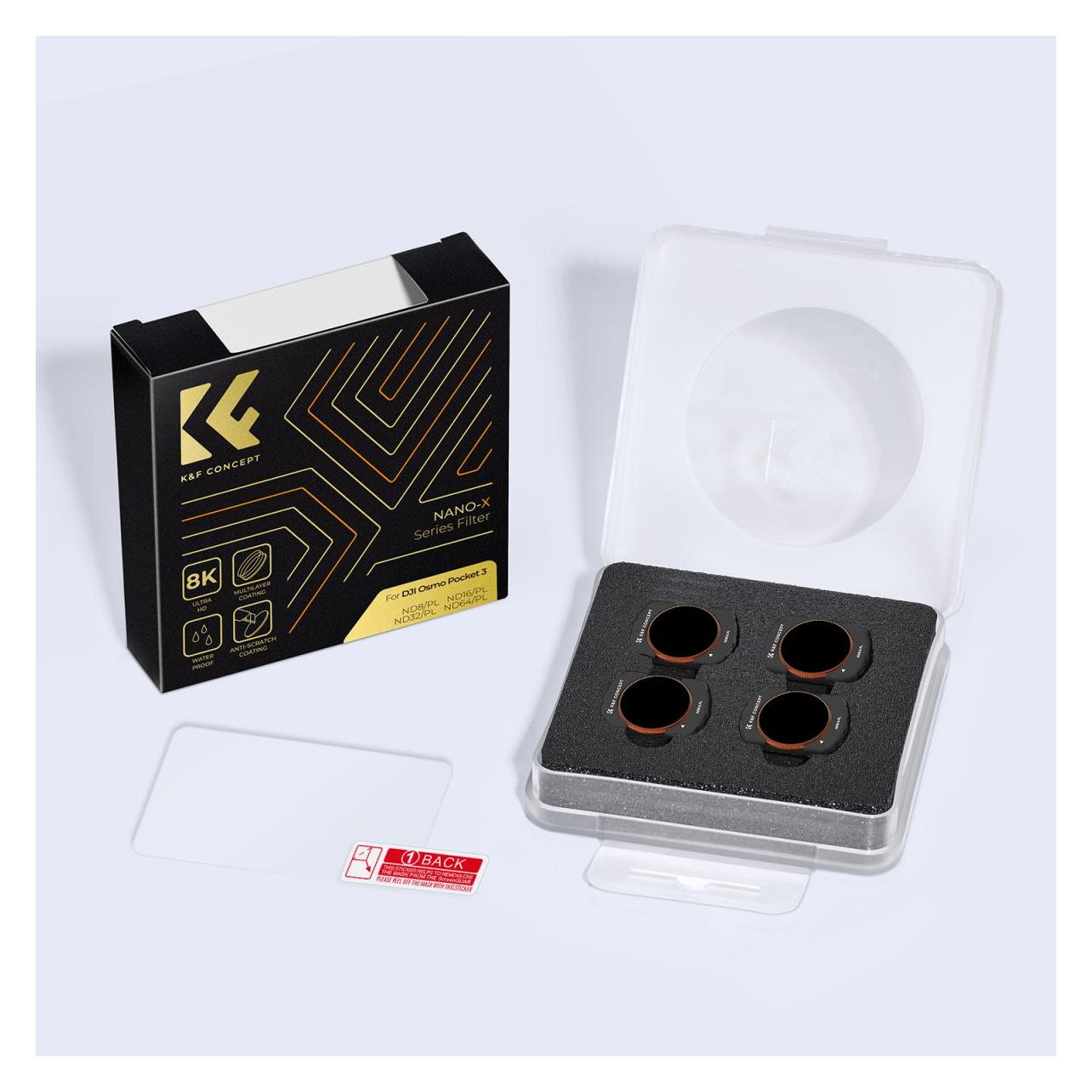 K&F Concept 4pcs Filter Kit, Magnetic ND8/PL+ND16/PL+ND32/PL+ND64/PL, HD, Anti-Reflection Green Coating, Waterpr (SKU.2092)