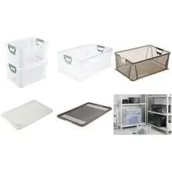 keeeper, Aufbewahrungsbox, Aufbewahrungsbox luis, 45 Liter, grau-transparent Euro-Box, Softgriffe in nordic-red, stapelbar (45 l)