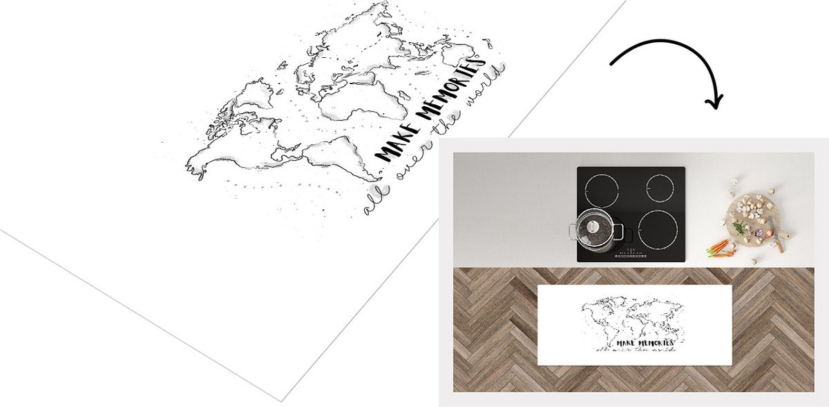 Keukenloper Vinyl met Wereldkaart Minimalisme - 120 x 50 cm