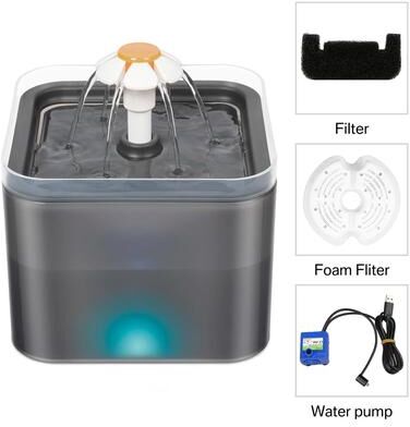 Uplift Picks LED Automatic Cat Water Fountain With USB Filter System gray