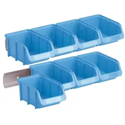 hünersdorff 8x Sichtbox PP Größe 2 mit 2 Wandschienen, 42x7.4x16.4 cm