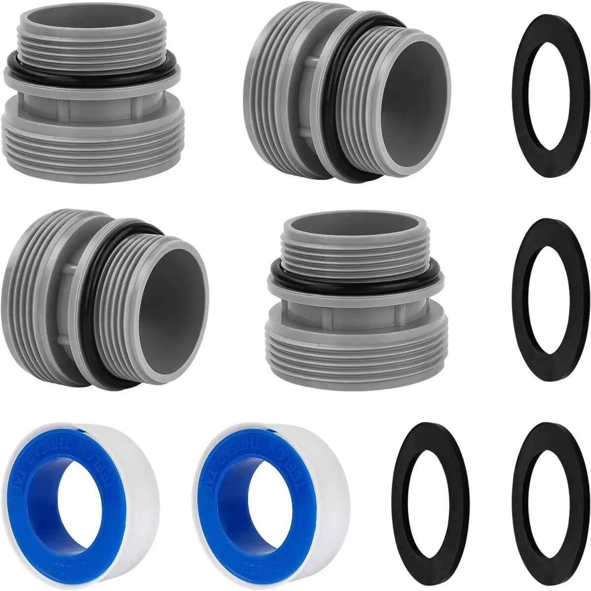 INF Poolschlauch Adapter Kit - 4 Adapter, 4 Unterlegscheiben, 2 Dichtbänder, kompatibel mit Intex & Coleman 4560