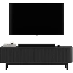 TV-LOWBOARD Aurora Schwarz matt 140 cm mit schwarzem Metallrahmen
