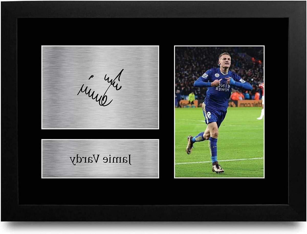 Ingelijste Jamie Vardy Voetbalfoto - Gesigneerde Replica Sport Memorabilia - A4