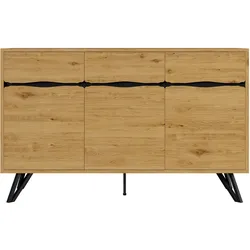 SIDEBOARD Eiche Nachbildung mit 4 Türen und Stabilem Gestell