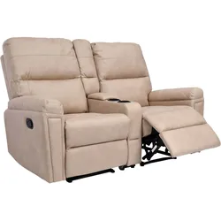 2er Kinosessel MCW-K17, Relaxsessel Fernsehsessel Sofa, Nosagfederung Getränkehalter Fach ~ Stoff/Textil beige