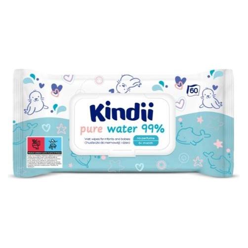 Kindii Kindi reines Wasser 99% Reinigungstücher für Säuglinge und Kinder, 60 Stücke (1 x 60 Stk.) (40740413)