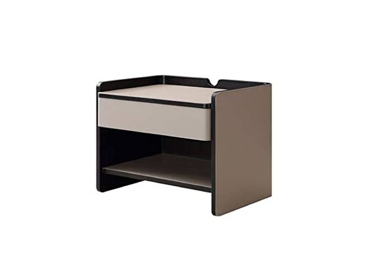 YCCHAH Bett mit Stauraum Moderne minimalistische Nachttisch Leder Wohnzimmer Schlafzimmer mit Schublade Kreative Locker Tischrahmen Desktop(Gray)