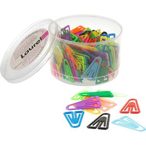Laurel Büroklammern 1303-98, Plastiklips, 35mm, farbig sortiert, aus Kunststoff, 200 Stück