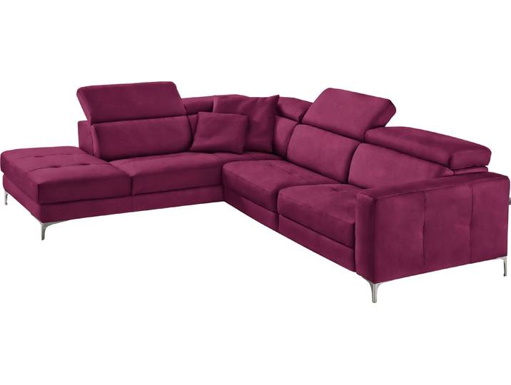 Ecksofa, Luxus-Microfaser BLUSH, Fuchsia, 285×221 cm, Hoher Sitzkomfort, Handgefertigt, EGOITALIANO